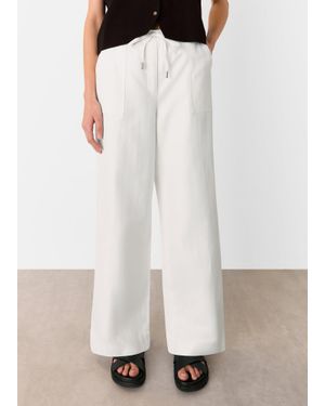 Whistles Leona Linen Blend Trouser - White