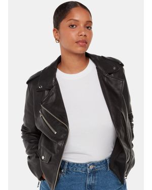 Whistles Black Agnes Leather Jacket