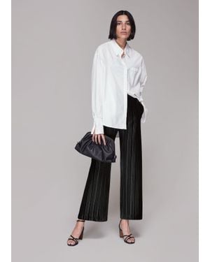 Whistles Sarai Velvet Pleated Trouser - Grey