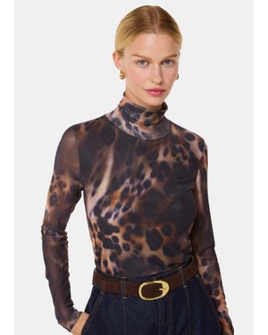 Whistles Misty Leopard Mesh Top - Multicolour