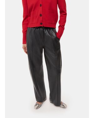 Whistles Elasticated Leather Trouser - Red
