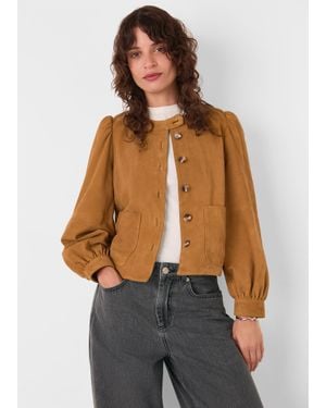 Whistles Button Front Suede Jacket - Blue
