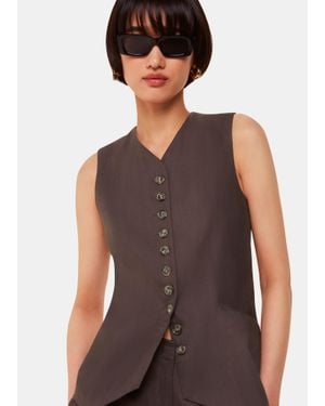 Whistles Mila Linen Blend Waistcoat - Grey