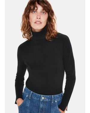 Whistles Maja Knitted Polo Neck Knit - Black