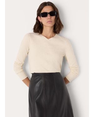 Whistles Mila V Neck Knit - White