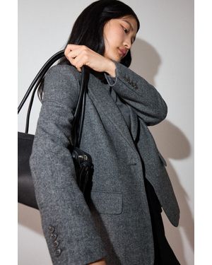Whistles Petite Herringbone Wool Blend Blazer - Grey