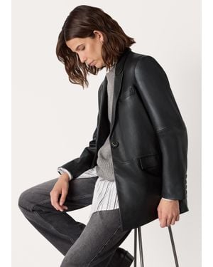 Whistles Stina Leather Blazer - Grey