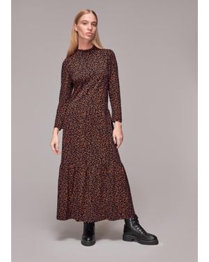 Whistles Autumn Leaves Jersey Dress - Brown