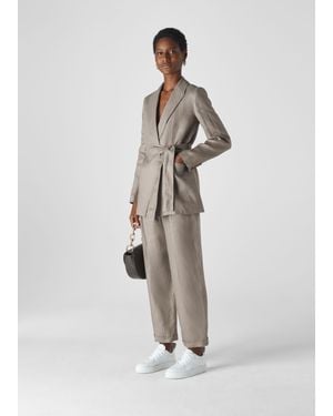 Whistles Lea Linen Belted Jacket - White