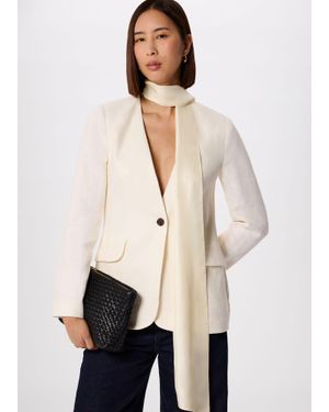 Whistles Collarless Linen Blazer - Natural