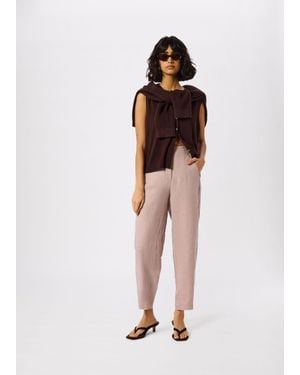 Whistles Petite Linen Barrel Leg Trouser - Multicolour