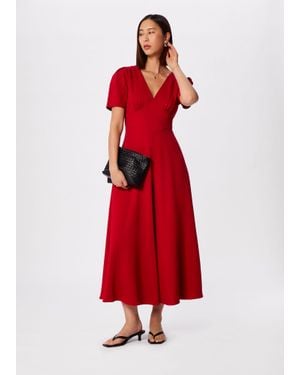 Whistles Panel Detail V Neck Maxi Dress - Red