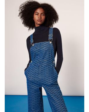 Whistles Tangle Check Denim Dungaree - Blue