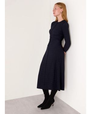 Whistles Textured Jersey Ruched Dress - Blue