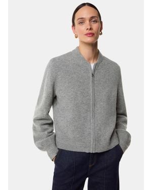 Whistles Zip Front Bomber Knit - Grey