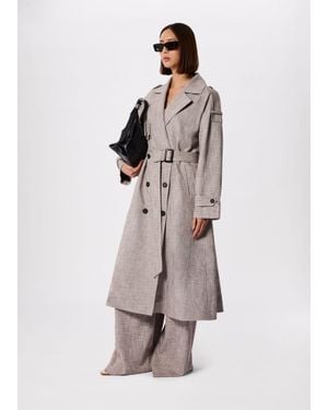 Whistles Checked Trench Coat - Natural