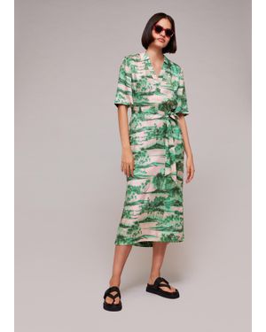 Whistles Waving Palms Shirt Dress - Green