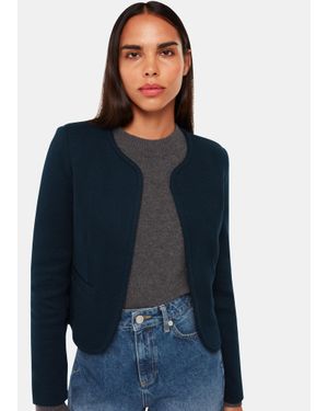 Whistles Collarless Jersey Jacket - Blue