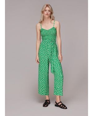 Whistles Daisy Check Print Jumpsuit - Green