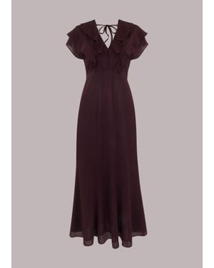 Whistles Adeline Frill Midi Dress - Purple