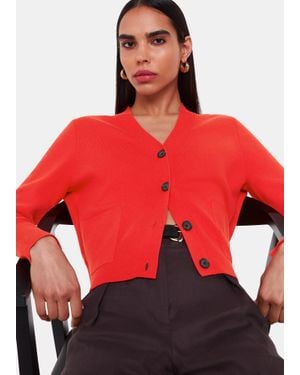 Whistles Leah Pocket Detail Cardigan - Red