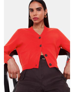 Whistles Leah Pocket Detail Cardigan - Red