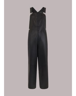 Whistles Peyton Leather Dungarees - Black