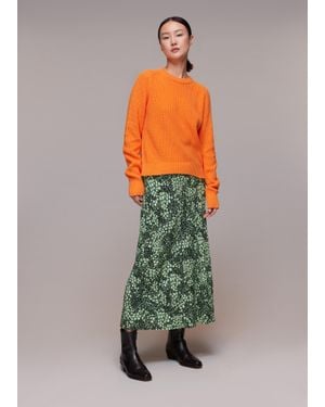 Whistles Daisy Meadow Bias Cut Skirt - White