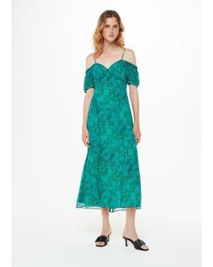 Whistles Diagonal Snake Bardot Dress - Green