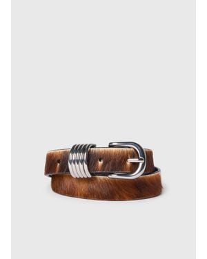 Whistles Cow Hair-On Multi Ring Belt - Brown