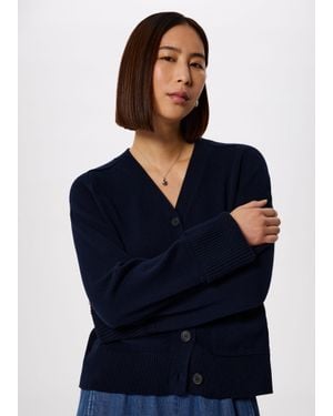 Whistles Cotton Pocket Detail Cardigan - Blue