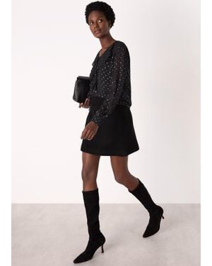 Whistles Metallic Dobby Frill Blouse - Natural