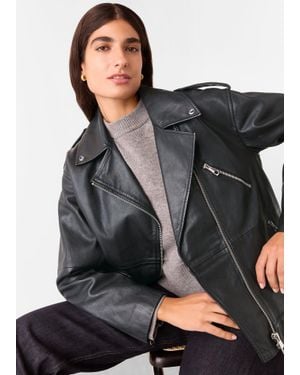 Whistles Freja Leather Biker Jacket - Black