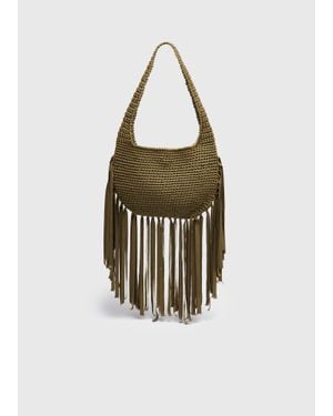 Whistles Adaline Fringe Crochet Bag - White