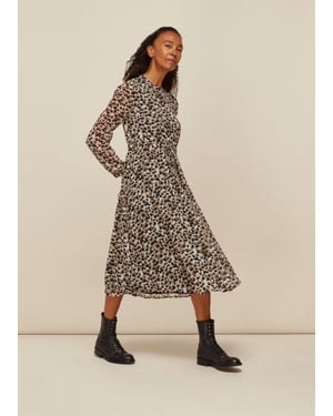 Whistles Brushmark Animal Print Dress - Natural