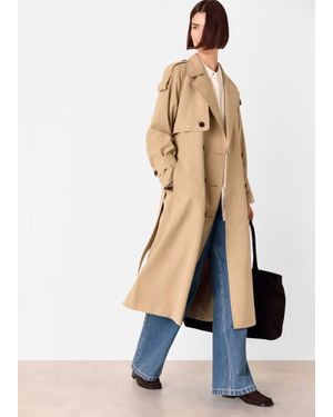 Whistles Soft Voluminous Trench Coat - Natural
