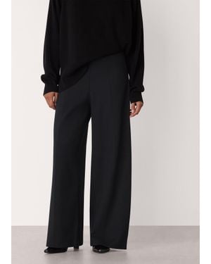 Whistles Petite Ponte Wide Leg Trouser - Black