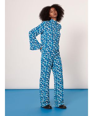 Whistles Diagonal Diamond Flare Trouser - Blue