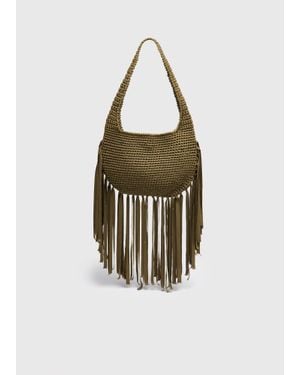 Whistles Adaline Fringe Crochet Bag - White