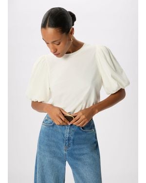 Whistles Puff Sleeve Detail Tee - White