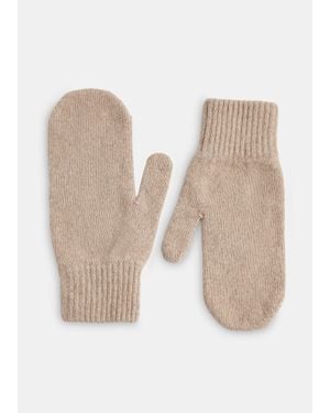 Whistles Cashmere Wool Blend Mittens - Natural