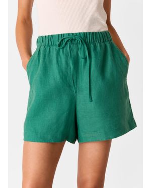 Whistles Linen Elasticated Short - Green