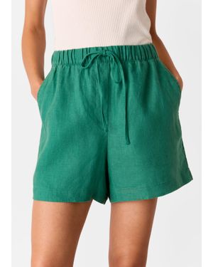 Whistles Linen Elasticated Short - Green