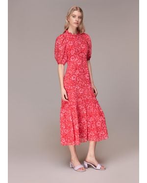Whistles Clouded Floral Midi Dress - Pink