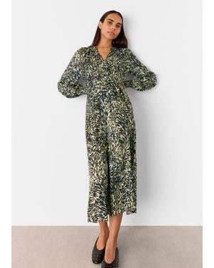 Whistles Leopard Swirl Midi Dress - Green
