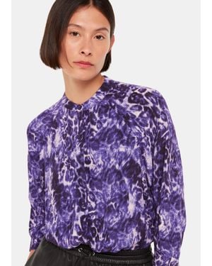 Whistles Glossy Leopard Raglan Shirt - Purple