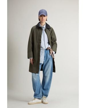 Woolrich Dundee-Trenchcoat Van Superwax-Gewaxt Katoen Groen Grootte - Blauw