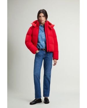 Woolrich Donsjack Madison Van Elastisch Nylon Met Afneembare Capuchon Rood Grootte