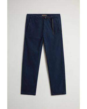 Woolrich Achteraf Geverfde Broek Van Canvas Van Zuiver Katoen Blauw Grootte
