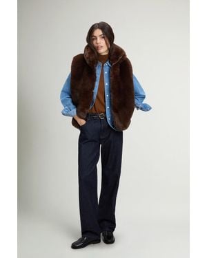 Woolrich Hybride Bodywarmer Van Synthetisch Bont En Gewatteerd Nylon Groen Grootte - Blauw
